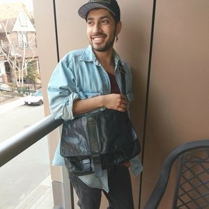 Black Leather Danier cross body bag